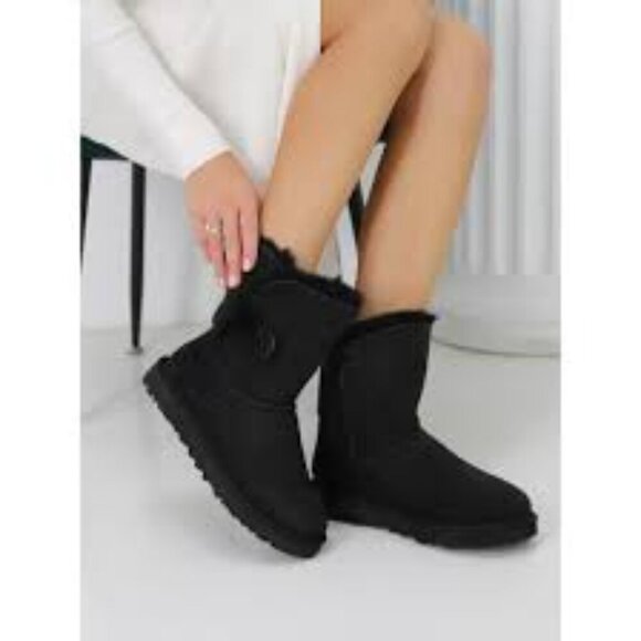 NWT UGG Bailey Button II Black Winter Boots with Plush Lining Women 10 - Picture 1 of 10